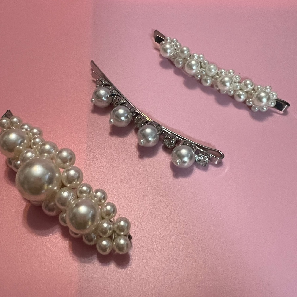 Solid Pearl Hair Clips Set Hair Barrettes Fashion Hairpins Snap Hairstyling Sets - Picture 3 of 8